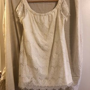 Lace off the shoulder ivory dress. Worn once.